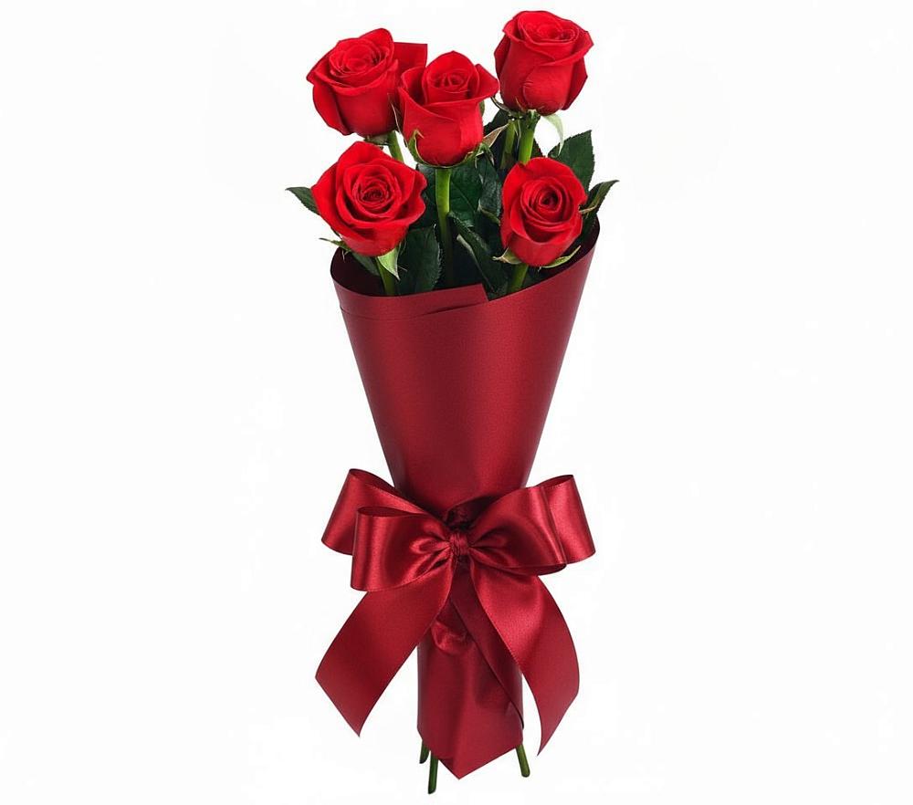 Букет 5 Красных роз Эдлесс Лав в Парфино