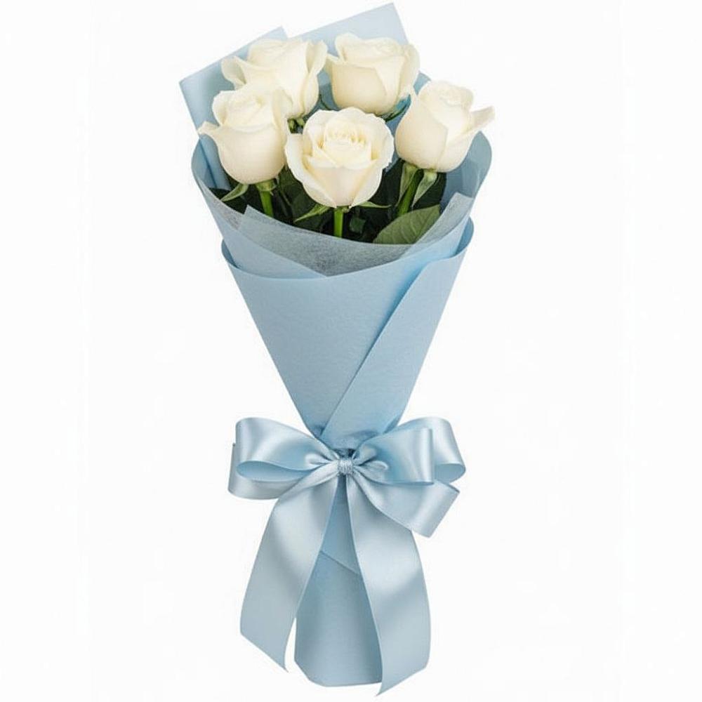 Букет 5 Белых роз Проуд в Парфино