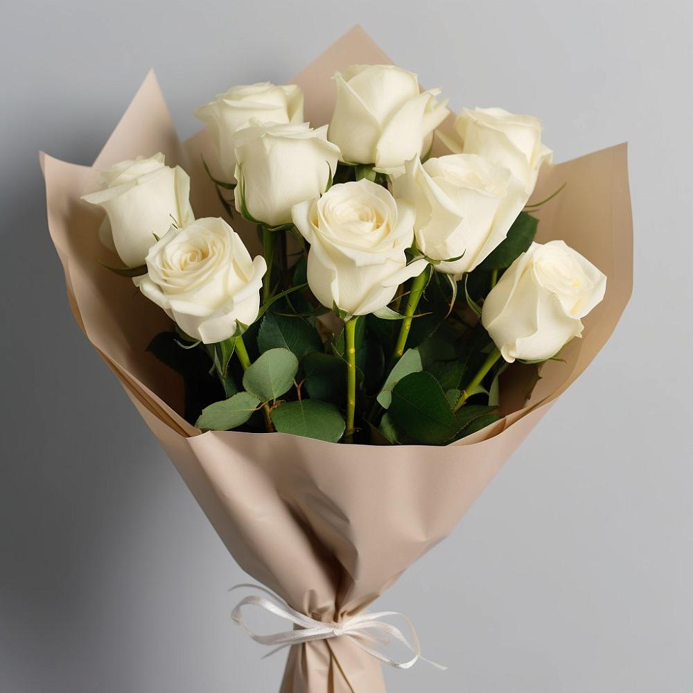 Букет 9 Белых роз Эдлесс Лав в Парфино