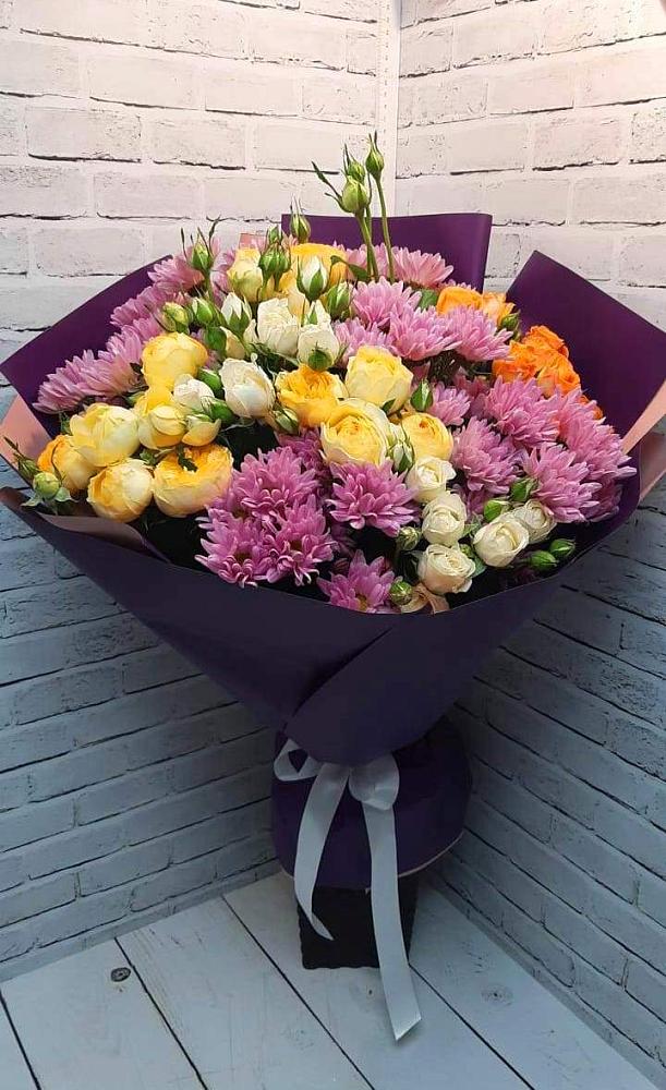 Букет цветов из: Хризантемы и Розы в Парфино
