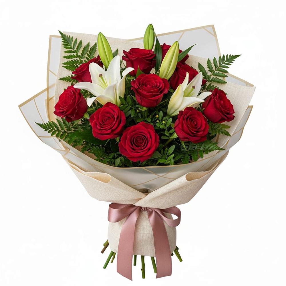 Букет цветов из: Лилии и Розы в Парфино