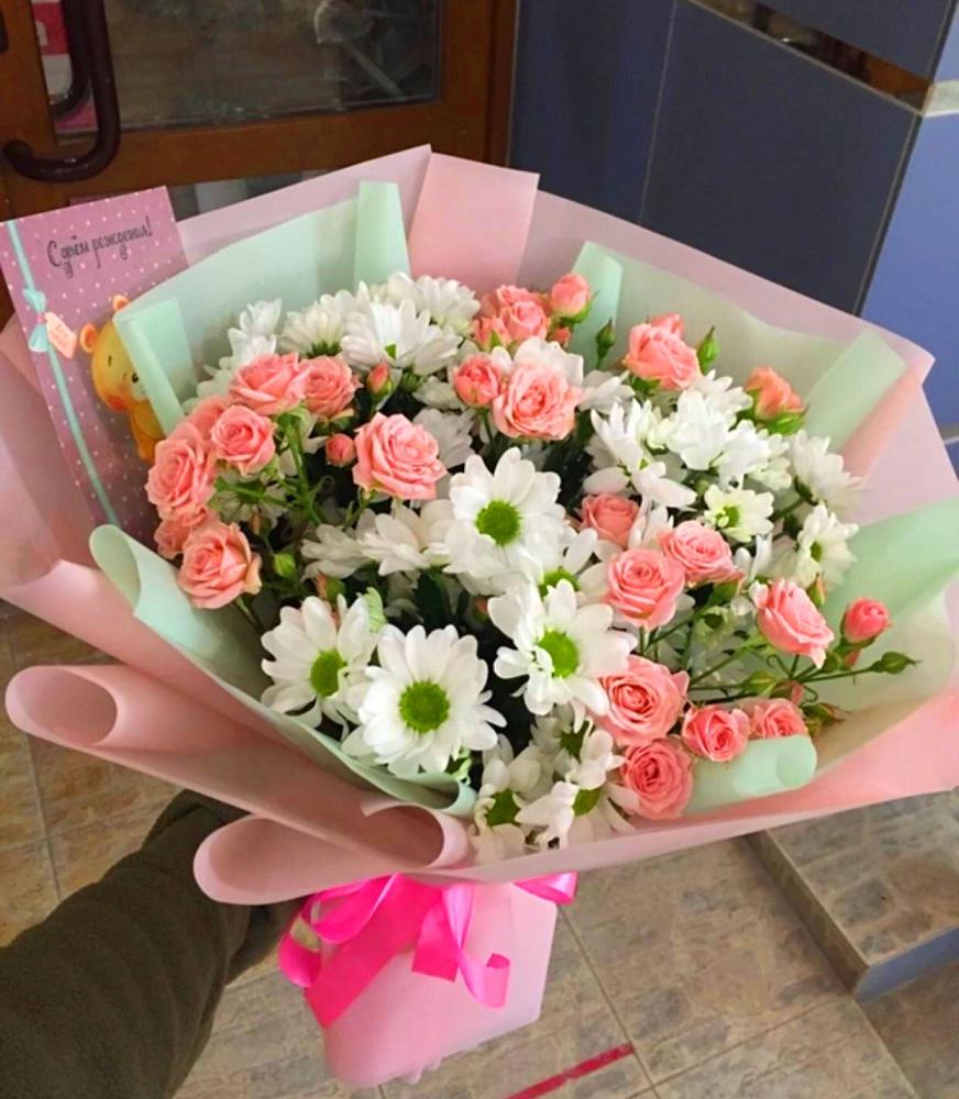 Букет цветов из: Розы и Хризантемы в Парфино