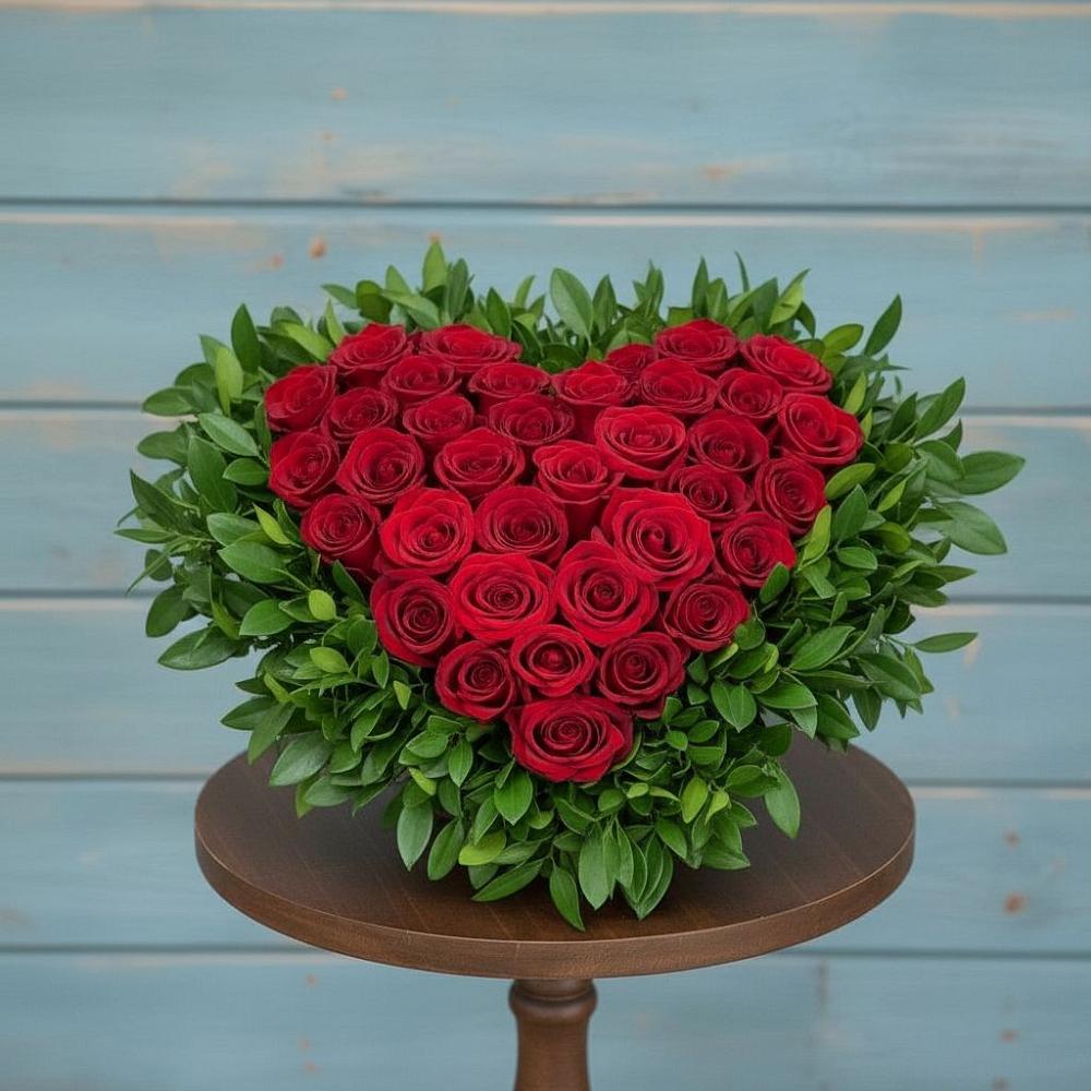 Цветочная композиция из Розы в виде сердца в Парфино