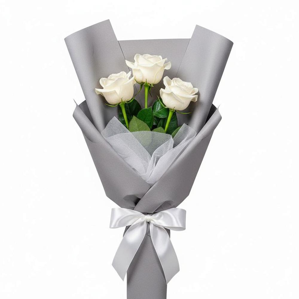 Букет 3 белые розы в Парфино