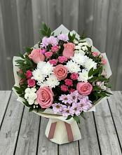 Букет цветов из:  Альстромерии, Гвоздики, Розы и Хризантемы #REPLACE_PRED# Парфино