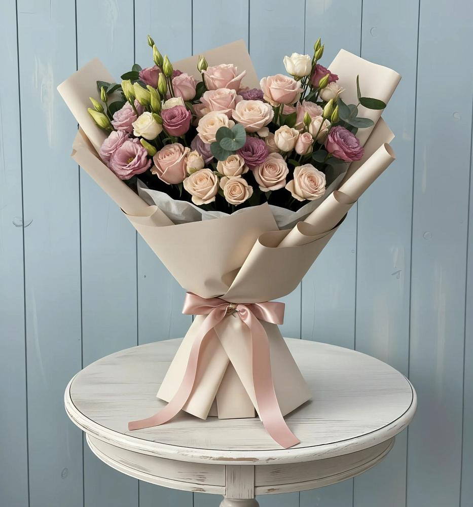 Букет цветов из: Розы и Лизиантусы в Парфино