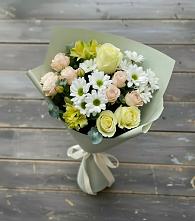 Букет цветов из:  Альстромерии, Розы и Хризантемы в Парфино