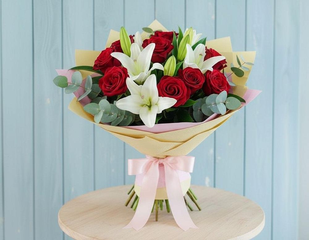 Букет цветов из: Лилии и Розы в Парфино